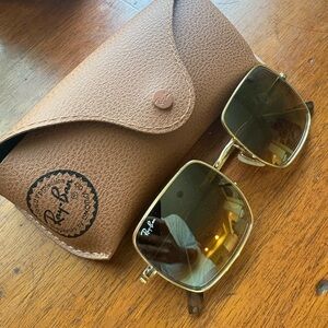 Ray-Ban Gold Frame Sunglasses with Brown Lenses